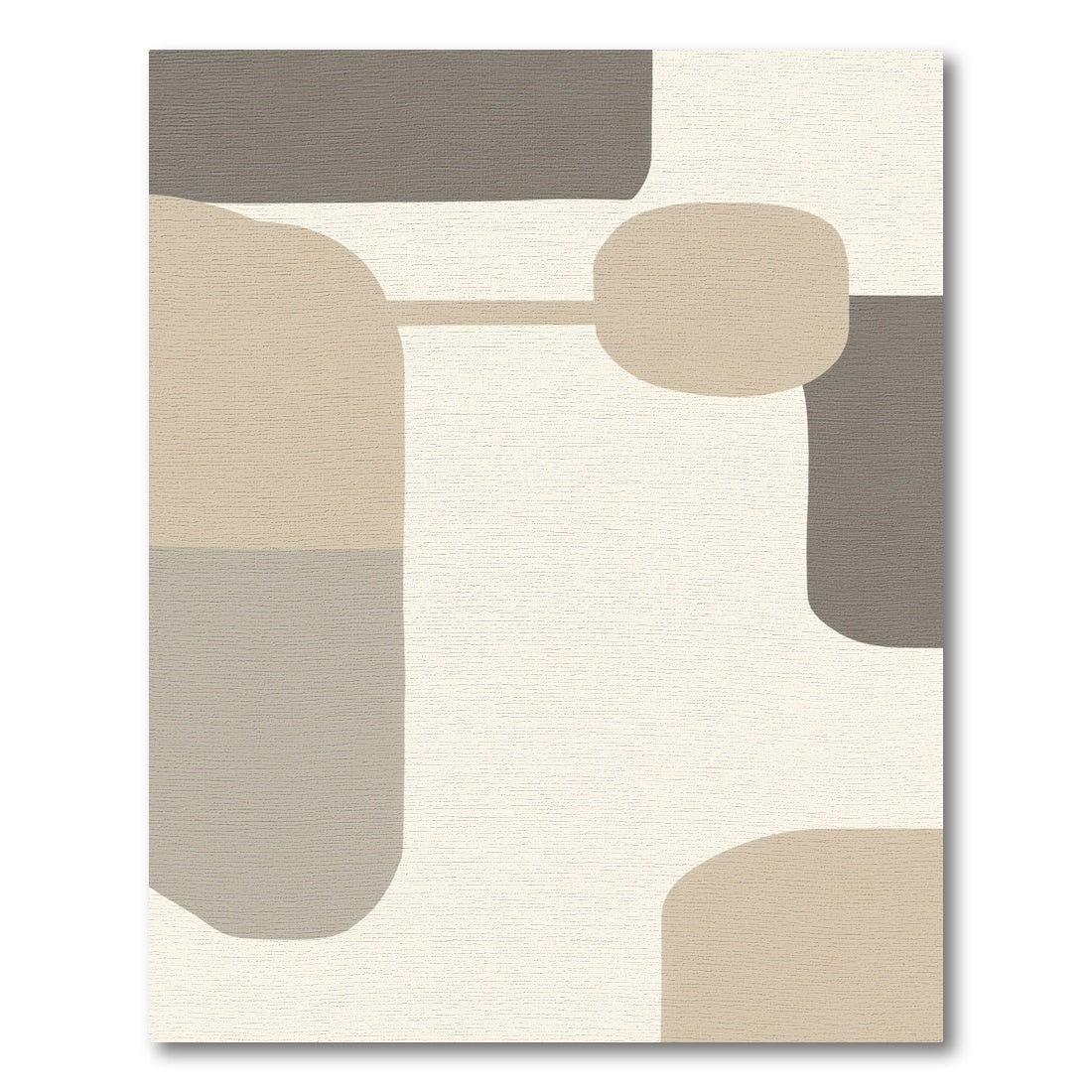 Soft Beige and Gray Abstract Shapes Rug