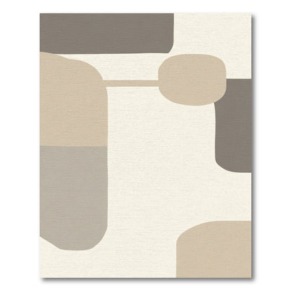 Soft Beige and Gray Abstract Shapes Rug