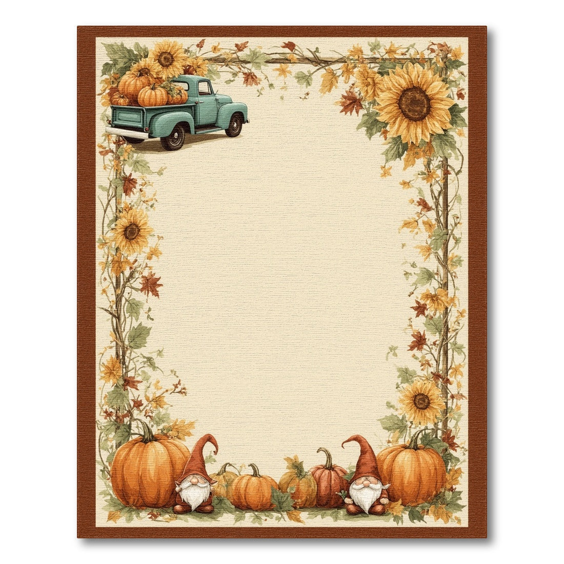 Fall Harvest Truck Gnome Pumpkin Area Rug