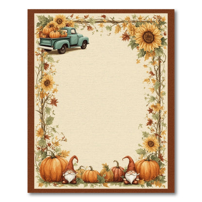 Fall Harvest Truck Gnome Pumpkin Area Rug