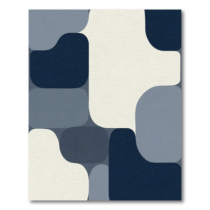 Navy Slate Rounded Abstract Shapes Rug