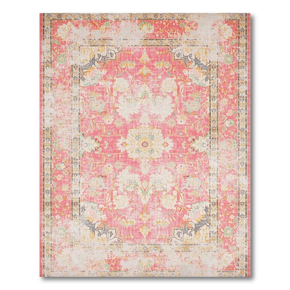 Pink Distressed Floral Vintage Distressed Vintage Area Rug