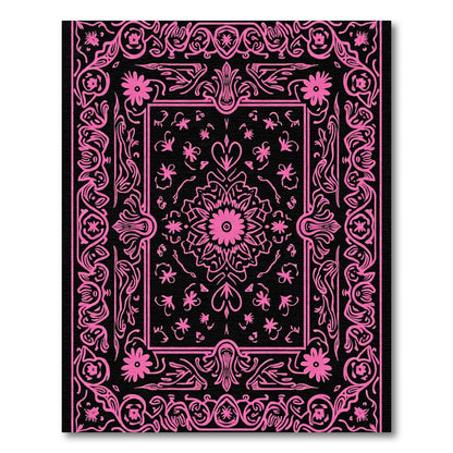 Bright Pink Floral Medallion Art Rug