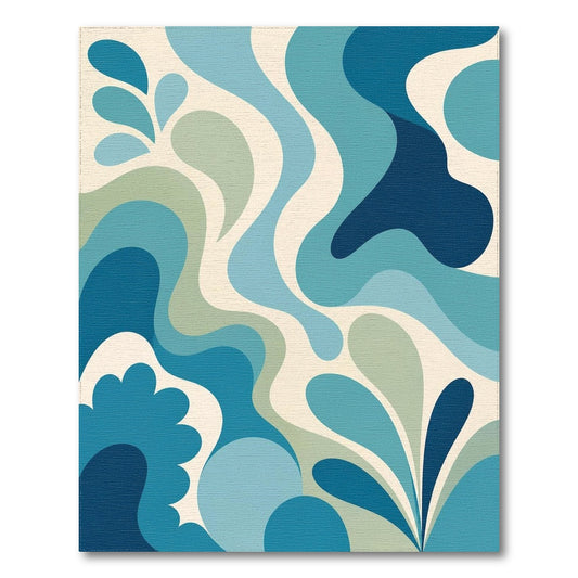 Blue Teal Abstract Wave Area Rug