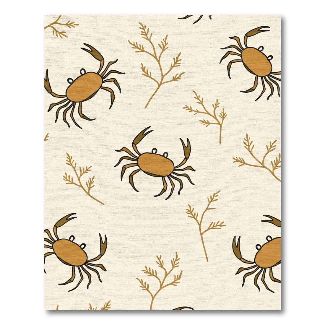 Golden Crab and Kelp Pattern Rug