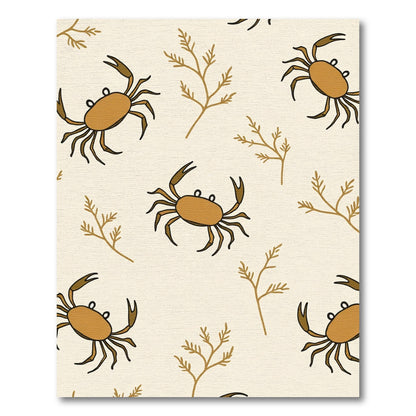 Golden Crab and Kelp Pattern Rug