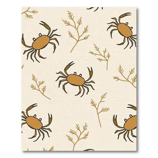 Golden Crab and Kelp Pattern Rug