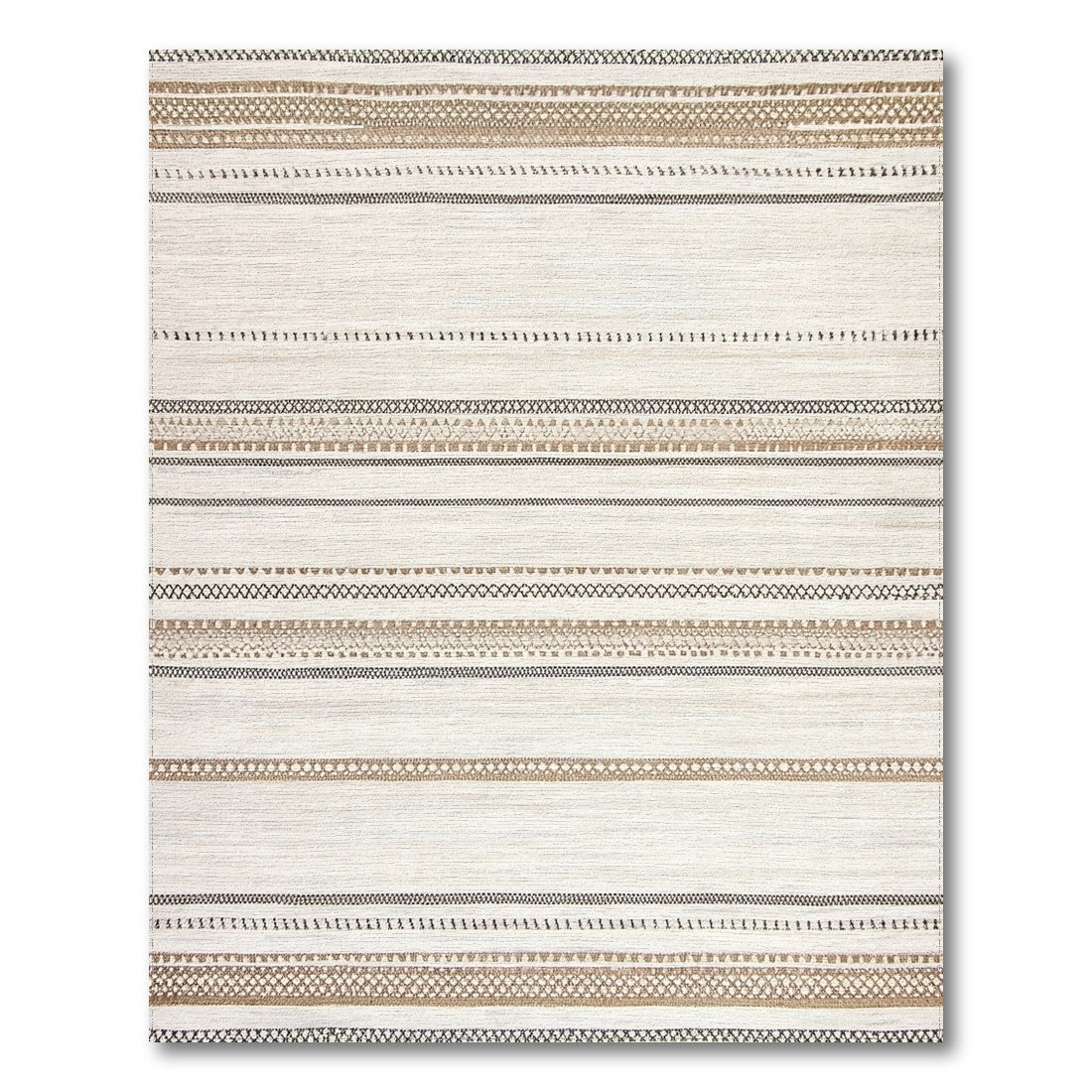 Brown and Tan Brown Tan Striped Heritage Tribal Area Rug
