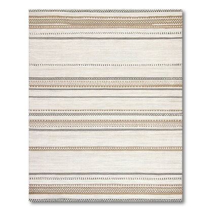 Brown and Tan Brown Tan Striped Heritage Tribal Area Rug