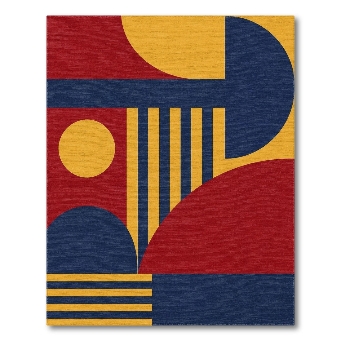 Bold Geometric Red Blue Yellow Area Rug