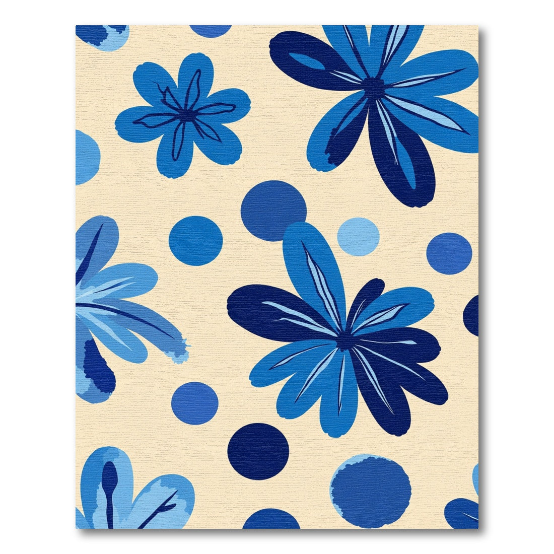 Midnight Blue Floral Dot Arrangement Rug