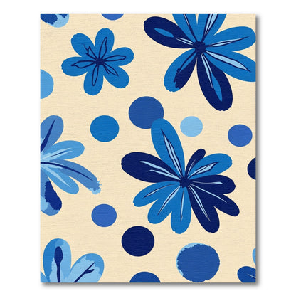 Midnight Blue Floral Dot Arrangement Rug