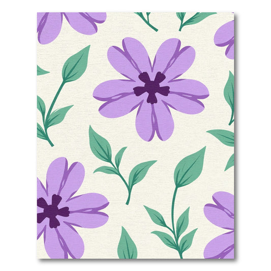 Lavender Violet Floral Botanical Pattern Rug