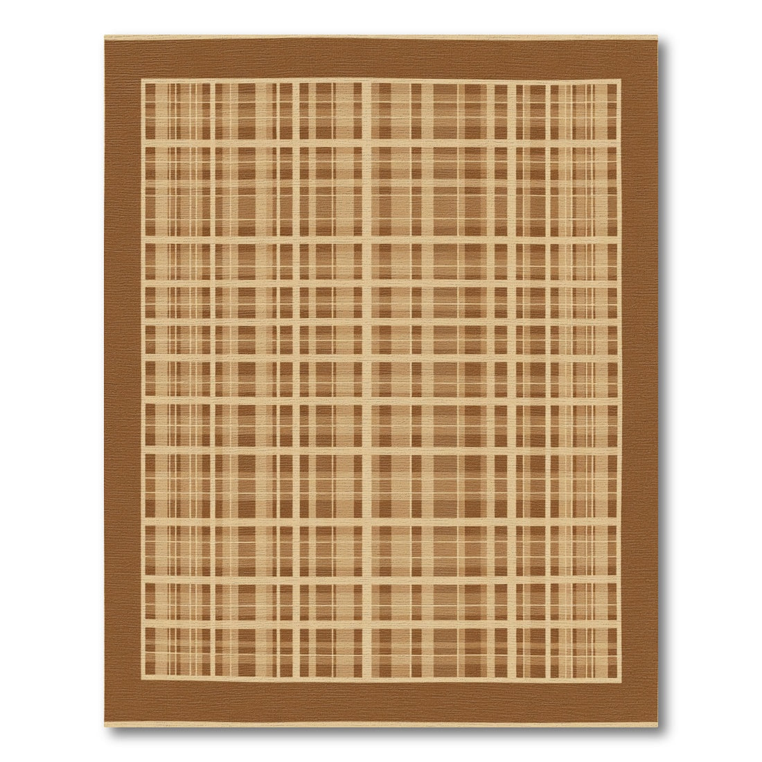 Warm Brown Plaid Window Pane Rug