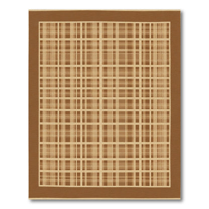 Warm Brown Plaid Window Pane Rug
