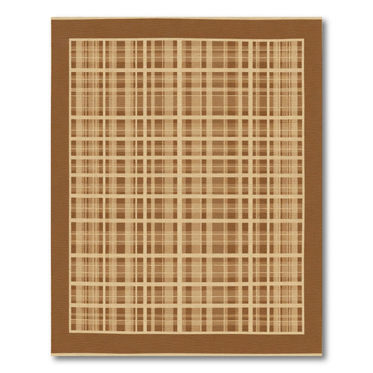 Warm Brown Plaid Window Pane Rug