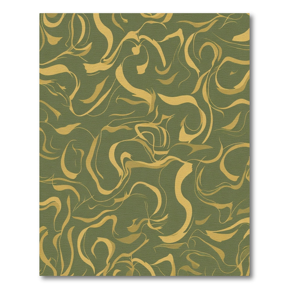 Golden Swirl Abstract Green Rug