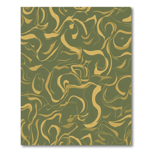 Golden Swirl Abstract Green Rug