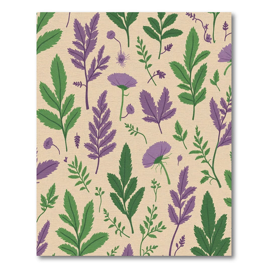 Purple Green Botanical Floral Medley Rug