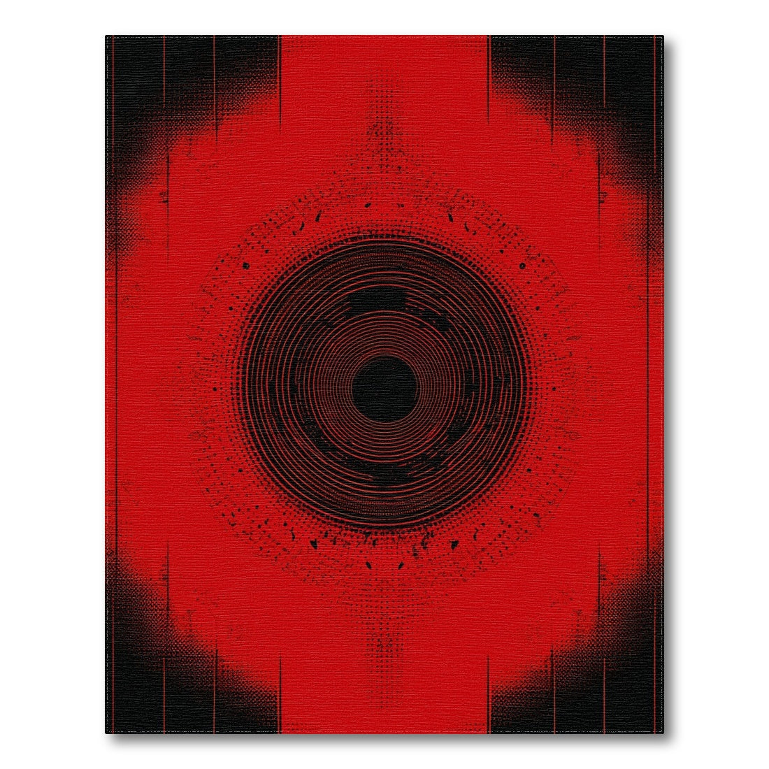 Red Concentric Circle Geometric Area Rug