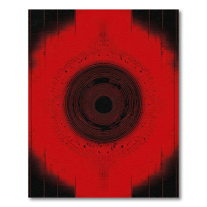 Red Concentric Circle Geometric Area Rug
