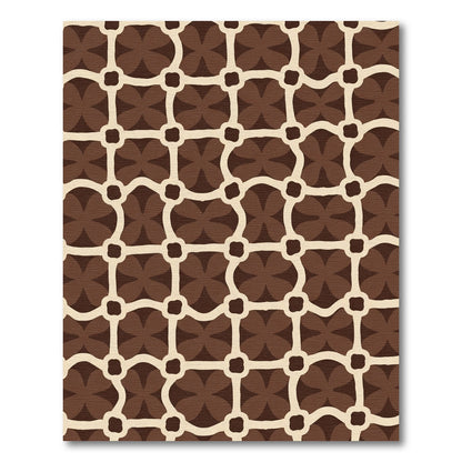Modern Brown Abstract Lattice Rug