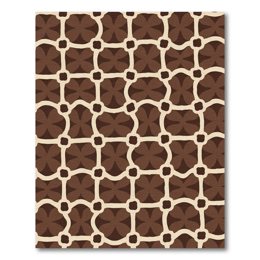 Modern Brown Abstract Lattice Rug