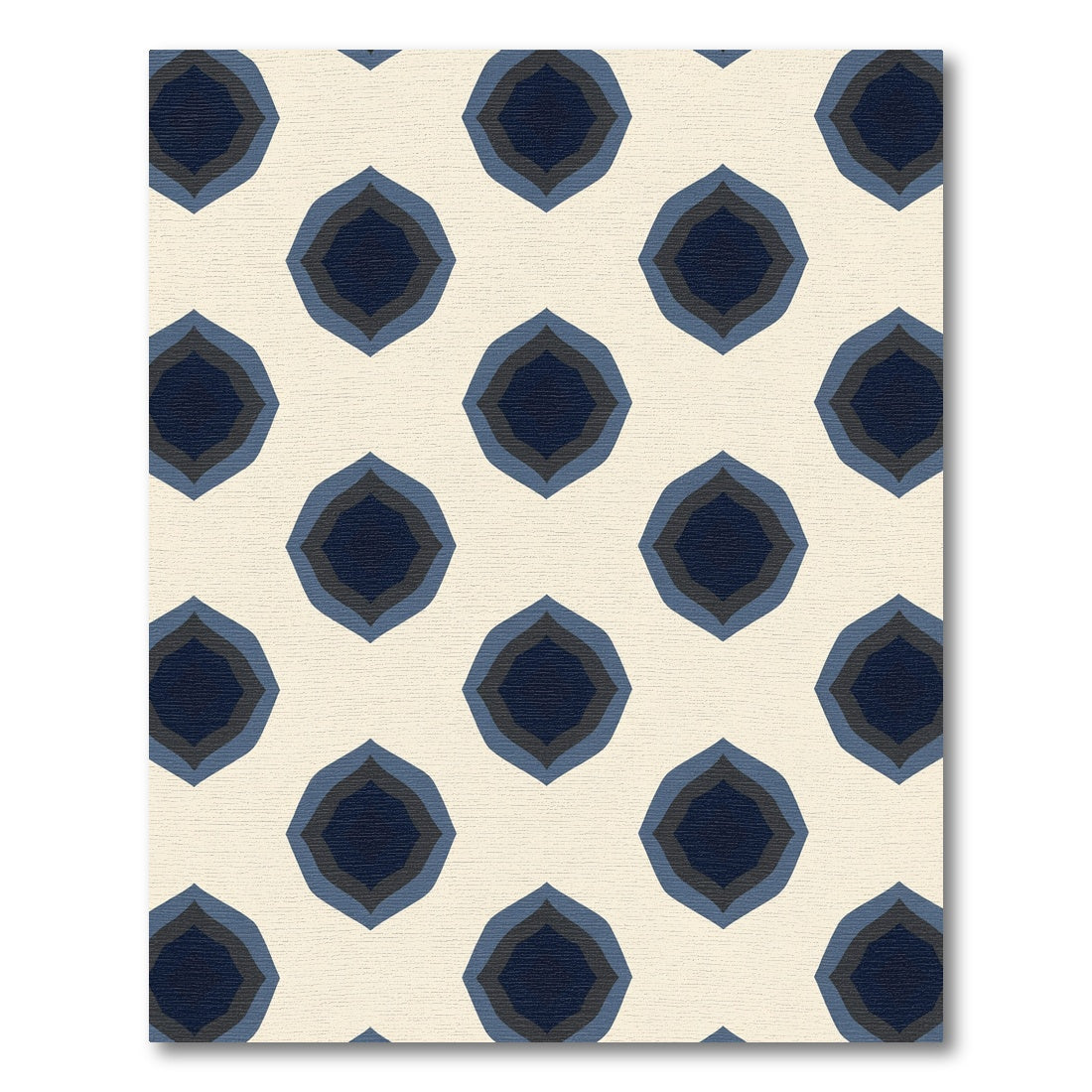 Geometric Dark Blue Ochre Echo Rug