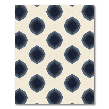 Geometric Dark Blue Ochre Echo Rug
