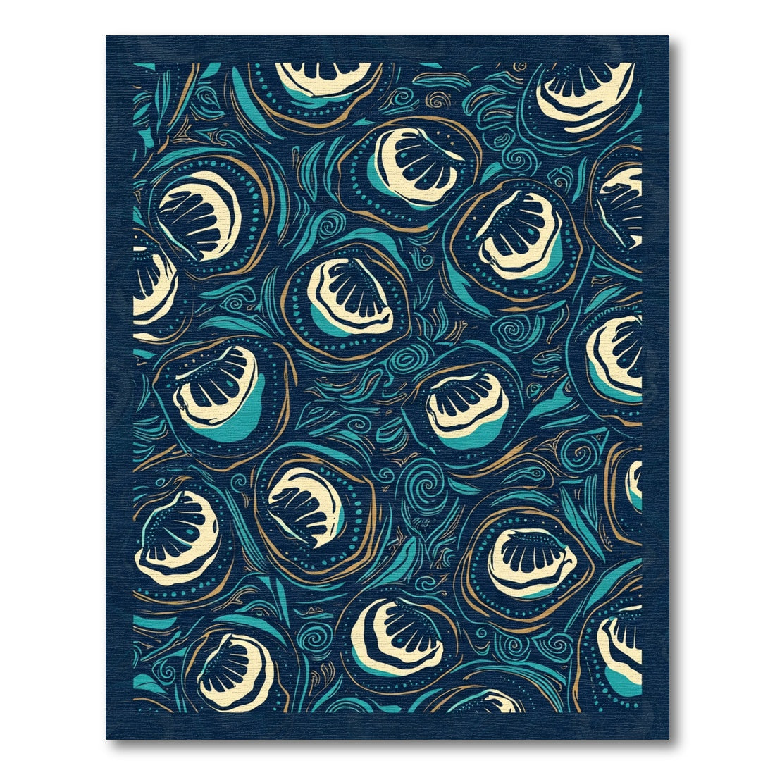 Deep Teal Cream Swirl Organic Rug