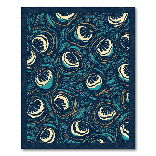 Deep Teal Cream Swirl Organic Rug