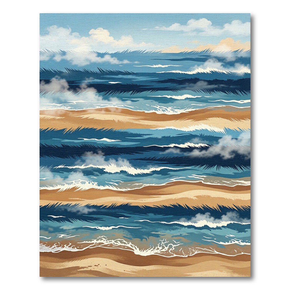 Oceanic Blue Sandy Horizon Waves Rug