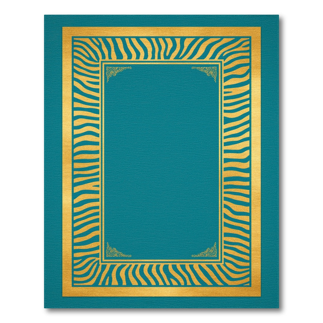 Teal Gold Zebra Border Area Rug