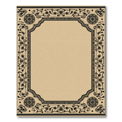 Black Floral Scroll Medallion Frame Rug