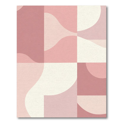Blush Pink Abstract Geometric Shapes Rug