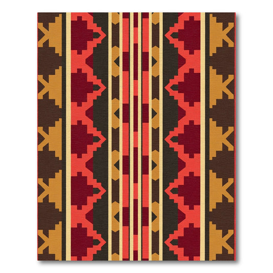Warm Earth Tones Geometric Stripe Rug