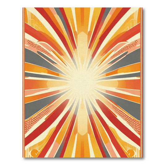 Retro Sunburst Red Orange Rays Rug