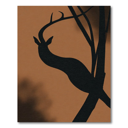 Brown Forest Deer Silhouette Rug