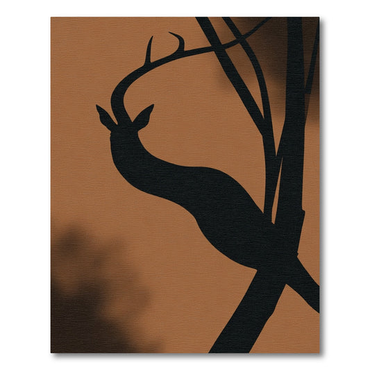 Brown Forest Deer Silhouette Rug