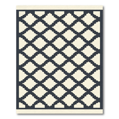 Lattice Geometric Cream Navy Rug