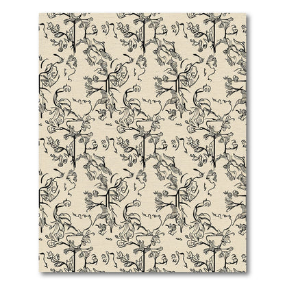 Sketchy Black Botanical Cream Rug