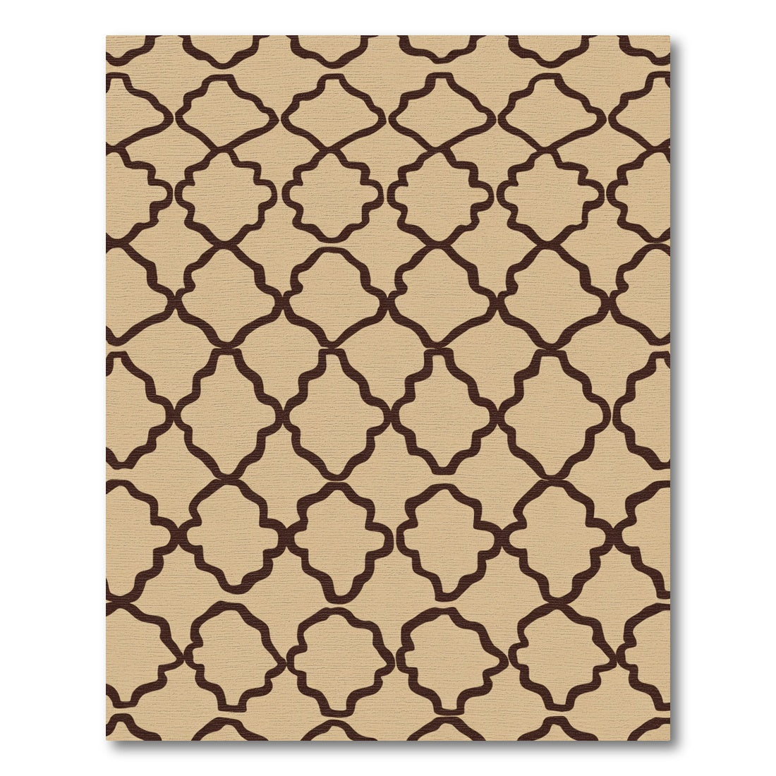 Tan Brown Lattice Quatrefoil Rug