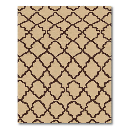 Tan Brown Lattice Quatrefoil Rug