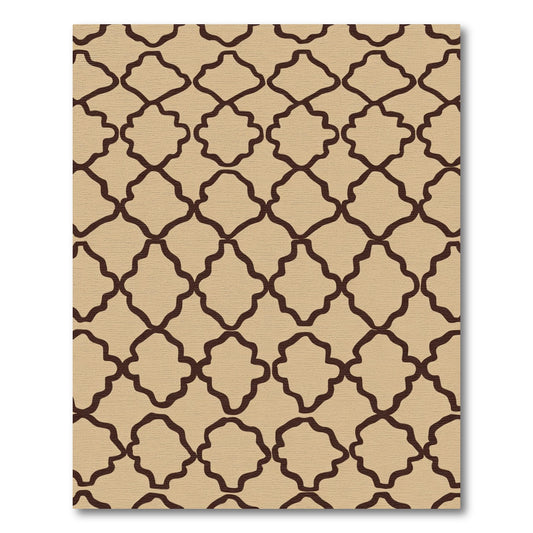 Tan Brown Lattice Quatrefoil Rug