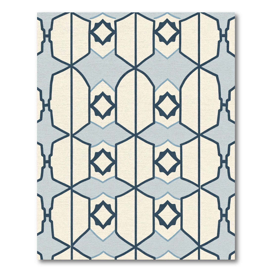 Cream Navy Geometric Shield Medallion Rug