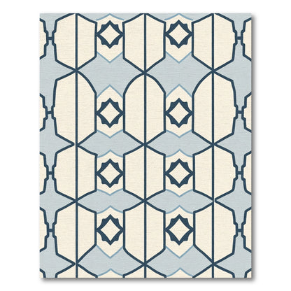 Cream Navy Geometric Shield Medallion Rug