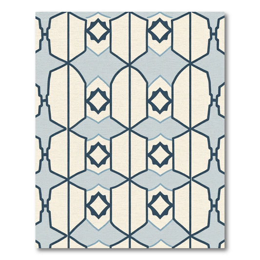 Cream Navy Geometric Shield Medallion Rug