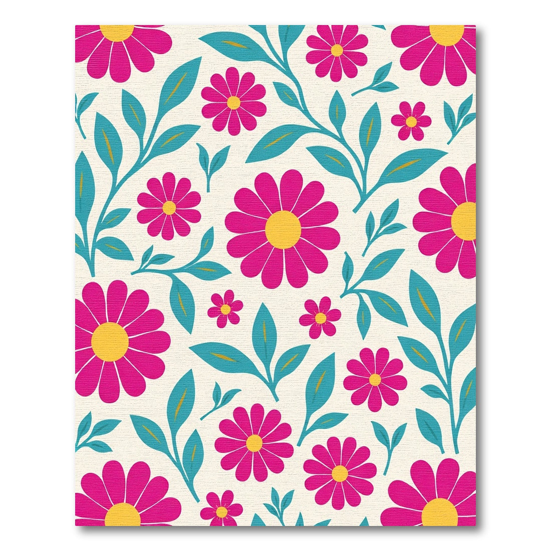 Vibrant Pink Daisy Floral Arrangement Rug