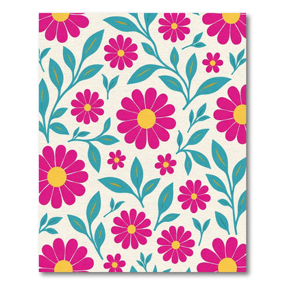 Vibrant Pink Daisy Floral Arrangement Rug