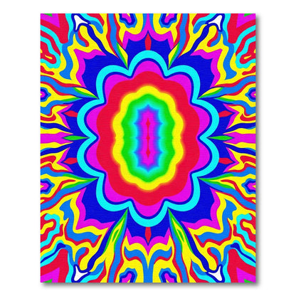 Vibrant Psychedelic Swirl Flower Rug